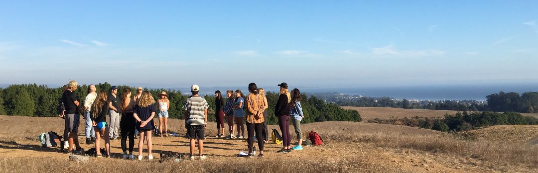 First year students on field trip in meadow